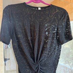 Lululemon Black Patterned Twist Front Top